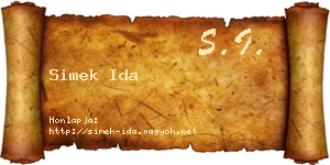 Simek Ida névjegykártya